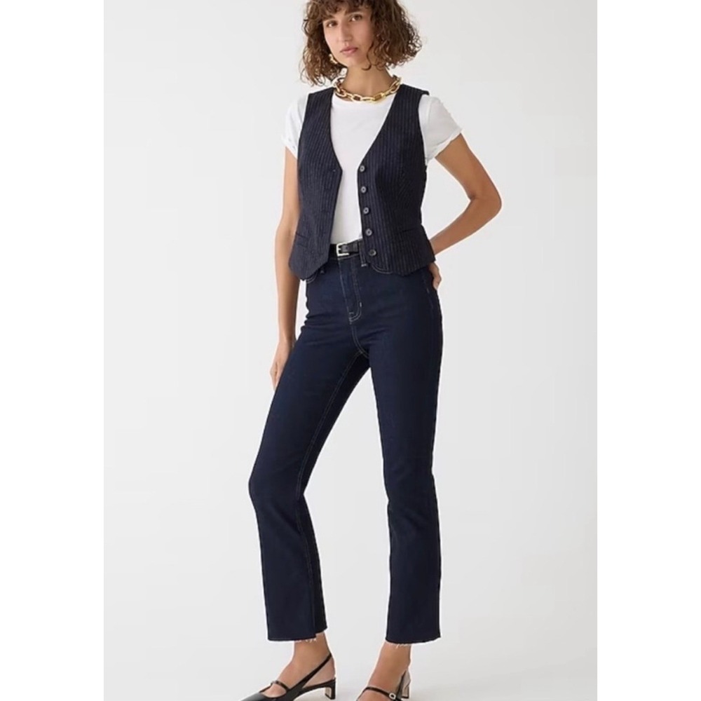J.Crew Slim Demi-Boot Jean 25 Rinse Wash Raw Hem High Rise BM820 Bootcut